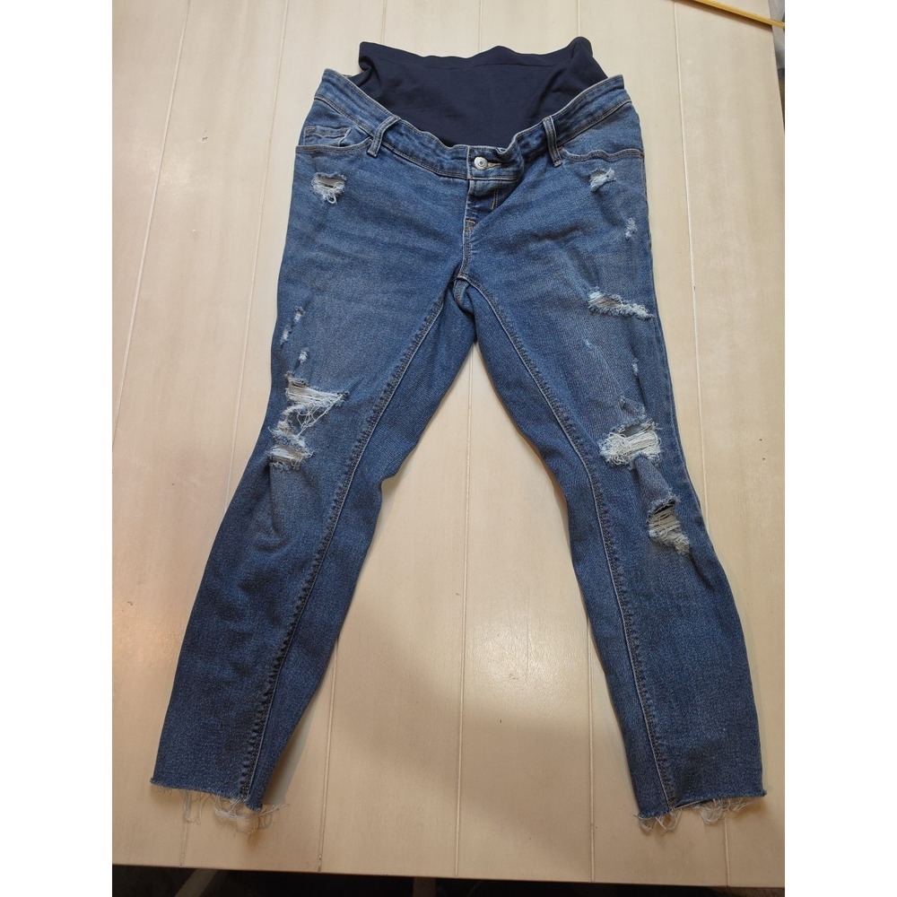 Old Navy Maternity Rockstar Super Skinny Jeans 8 Short Full Panel Distressed